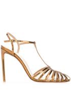 Francesco Russo Pointed Strappy Pumps - Gold