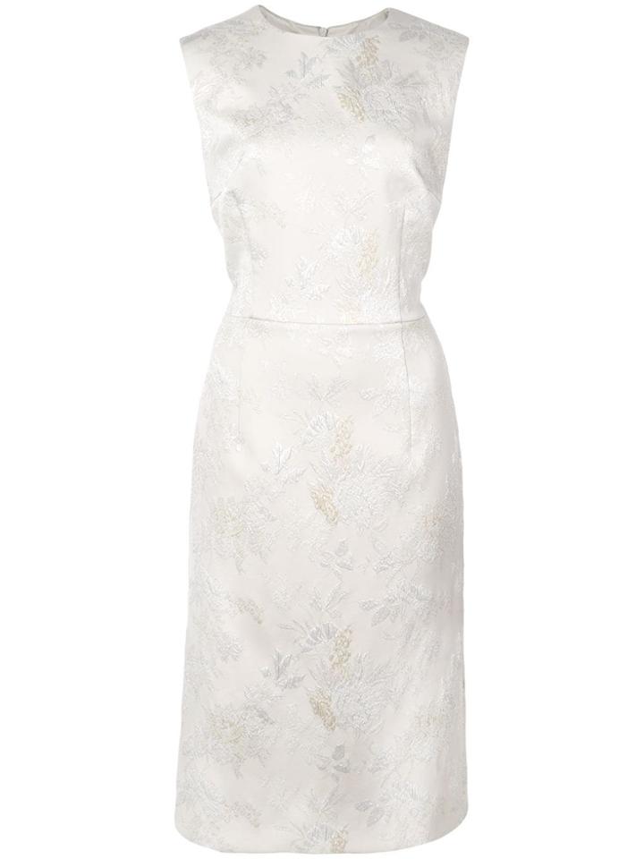 Escada Sleeveless Floral Embroidered Dress - Neutrals