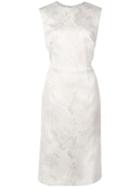 Escada Sleeveless Floral Embroidered Dress - Neutrals