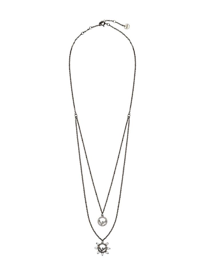 Fendi F Motif Layered Necklace - F18a5-ruthenium Ultra Blac