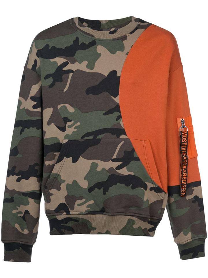 Mostly Heard Rarely Seen Slick Camouflage Print Sweatshirt - Green