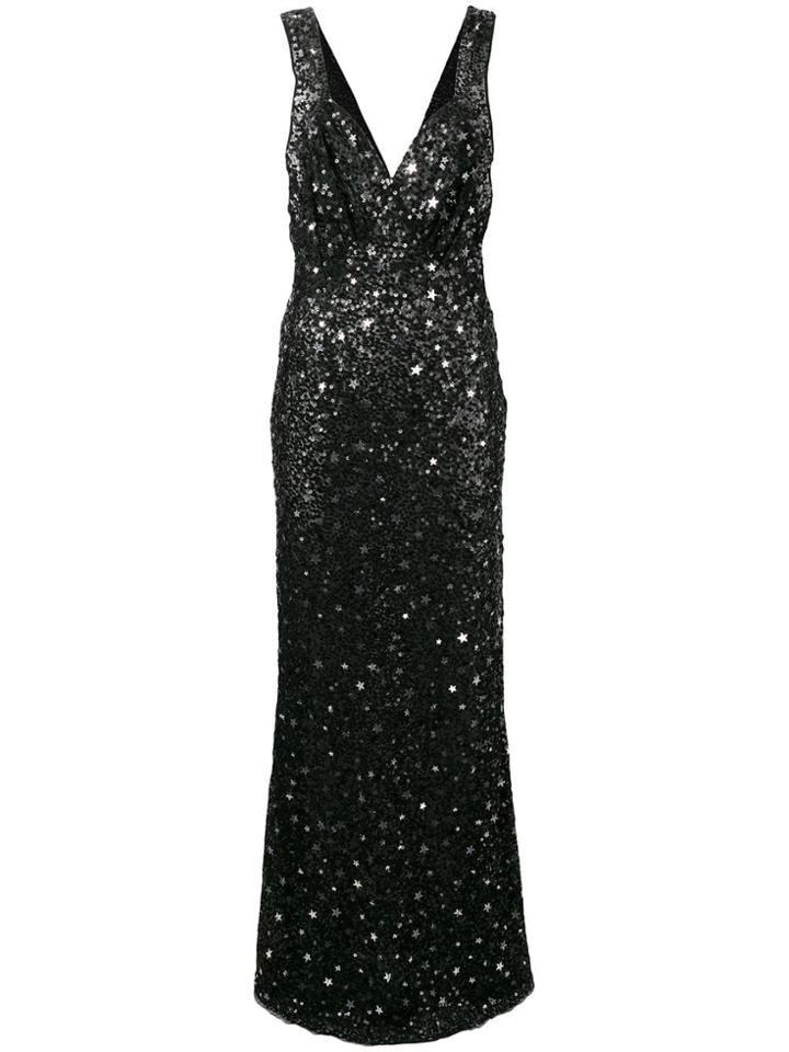 Attico Long Sequin Dress - Black