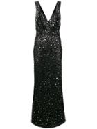 Attico Long Sequin Dress - Black