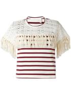 See By Chloé Striped Blouse, Women's, Size: Medium, Nude/neutrals, Cotton