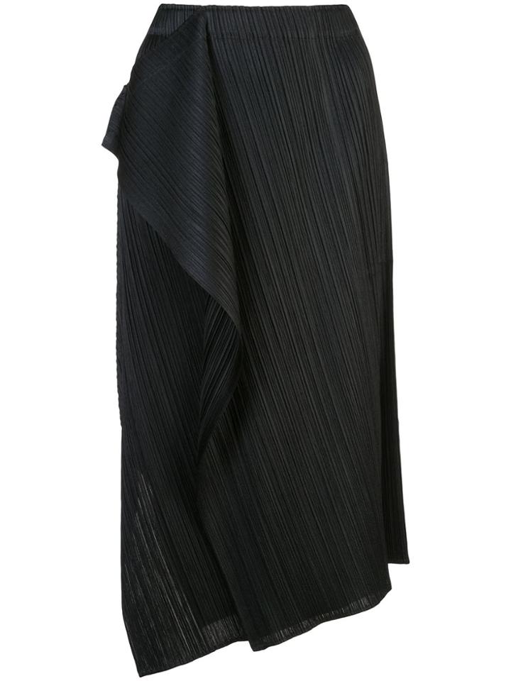 Pleats Please Issey Miyake Draped Pleated Skirt - Black