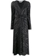 Rotate Long-sleeve Wrap Dress - Black