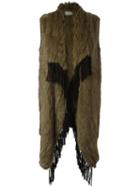 Meteo By Yves Salomon Long Fringed Fur Gilet, Women's, Size: 36, Brown, Goat Fur/lamb Skin/rabbit Fur