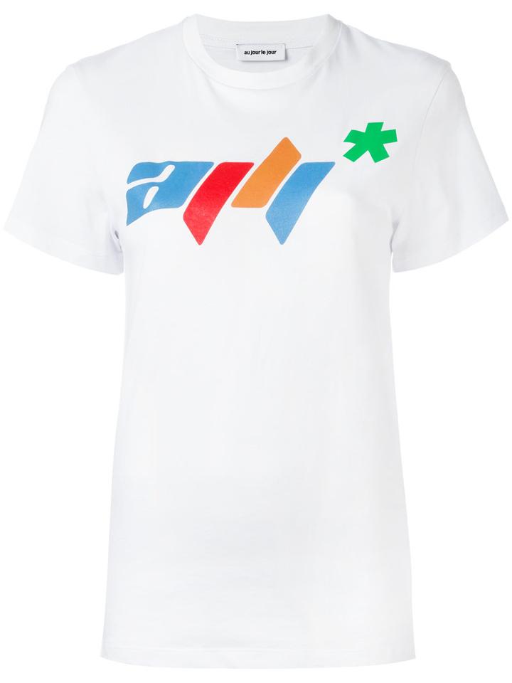 Au Jour Le Jour Logo Print T-shirt, Size: 42, White, Cotton