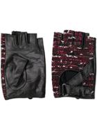 Karl Lagerfeld Tweed Fingerless Gloves - Red