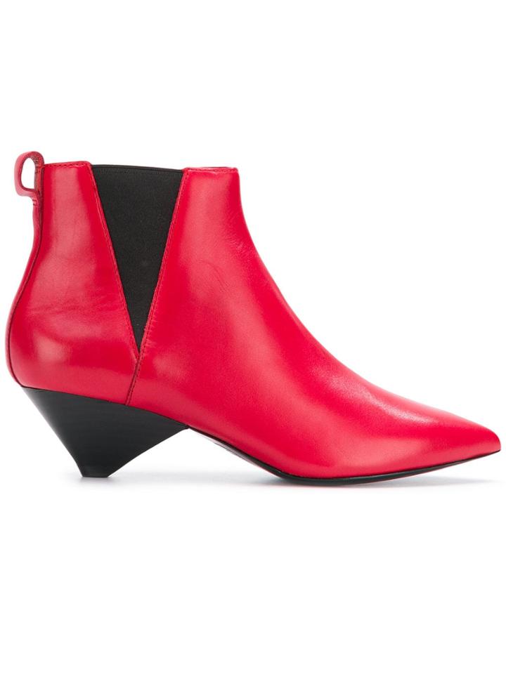 Ash Kitten Heel Boots - Red