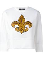 Dsquared2 Embroidered Cropped Sweatshirt, Women's, Size: Small, White, Silk/cotton/polyamide/spandex/elastane