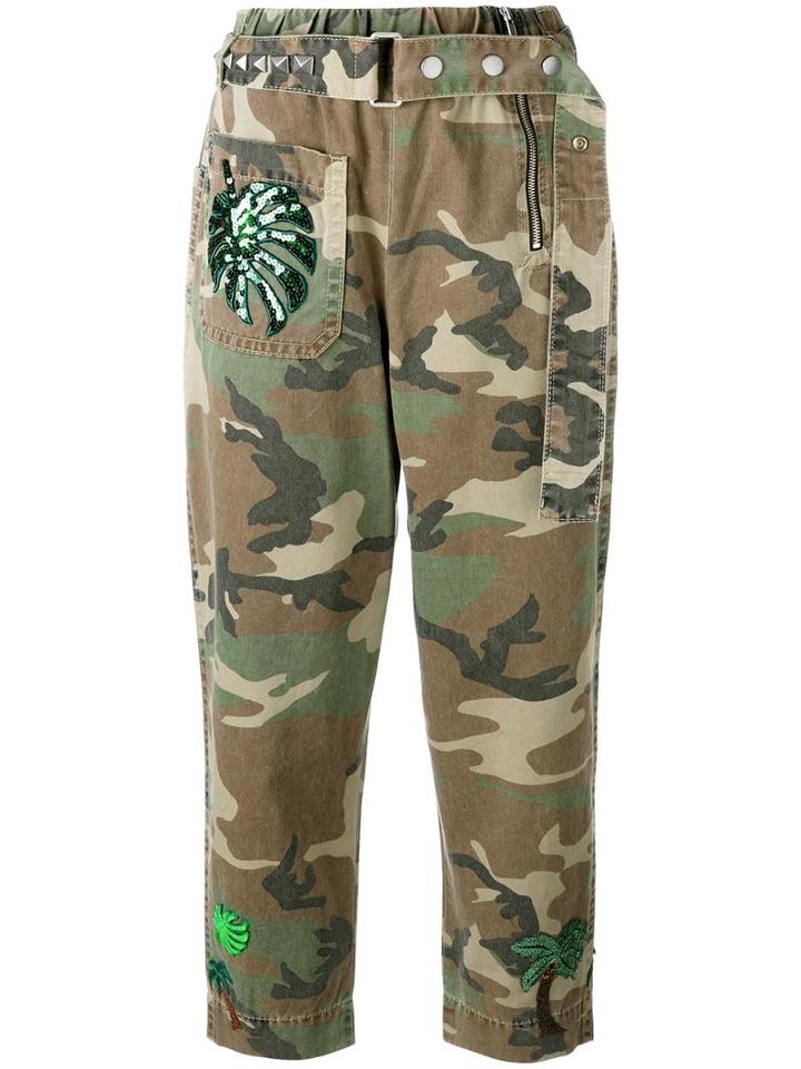 Marc Jacobs Camouflage Print Belted Trousers, Women's, Size: 4, Green, Cotton