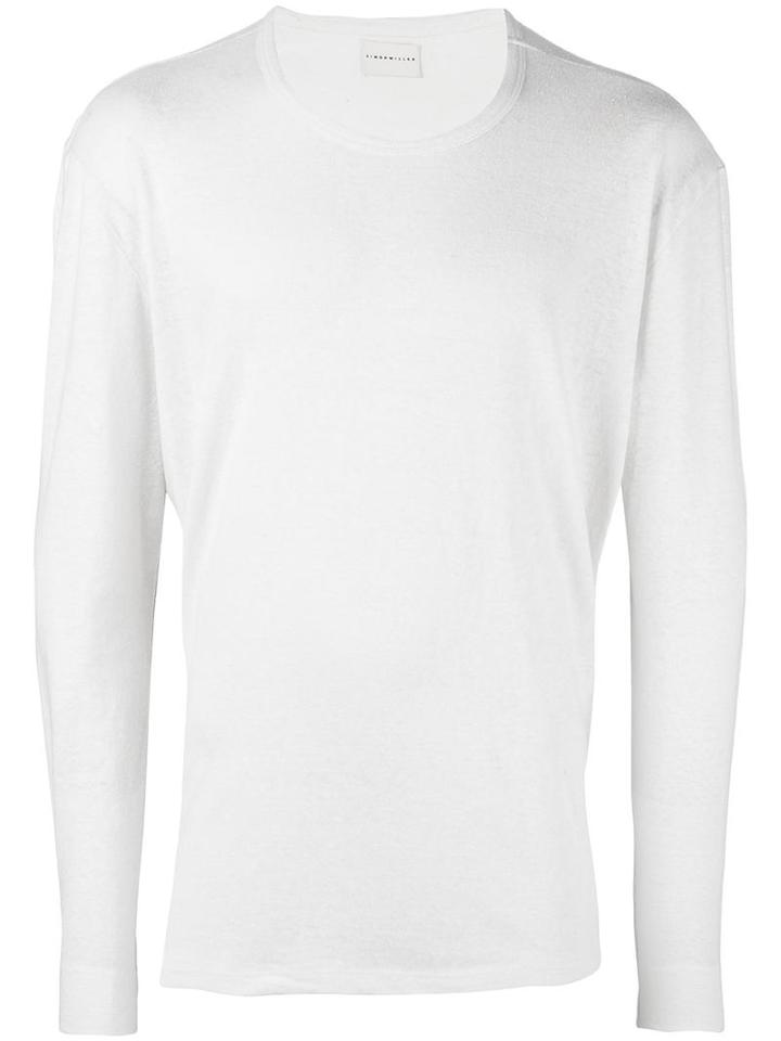 Simon Miller Crew Neck Jumper, Men's, Size: 2, White, Silk/cotton