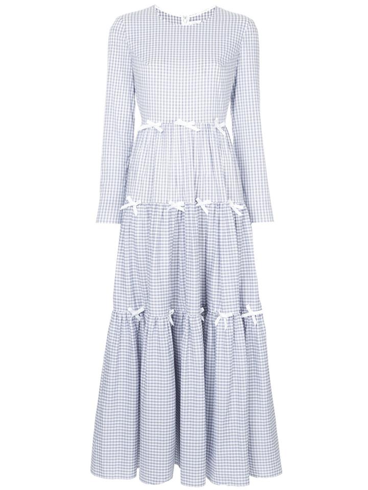 Huishan Zhang Bow Detail Gingham Dress - White