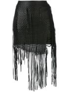 Magda Butrym - Fringed Skirt - Women - Silk/sheep Skin/shearling/modal - 36, Black, Silk/sheep Skin/shearling/modal