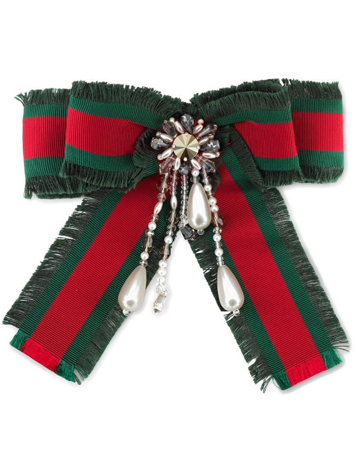 Gucci Web Bow Brooch - Green