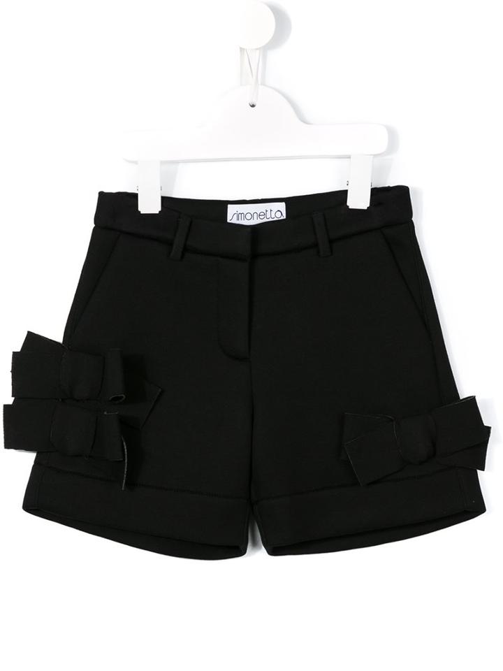 Simonetta Bow Appliqué Shorts, Girl's, Size: 6 Yrs, Black