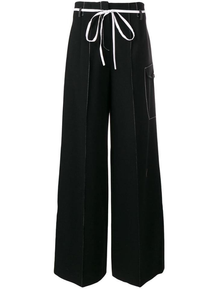Rejina Pyo Contrast Stitching Trousers - Black