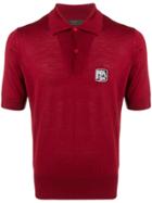 Prada Intarsia Knit Polo Shirt - Red
