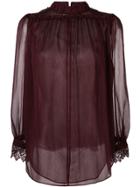 Steffen Schraut Sheer Lace Detail Blouse - Pink & Purple