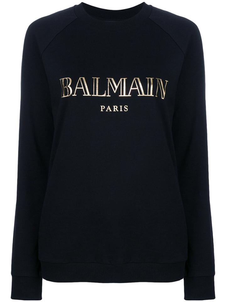Balmain Metallic Logo Print Sweatshirt - Black