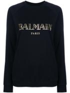 Balmain Metallic Logo Print Sweatshirt - Black