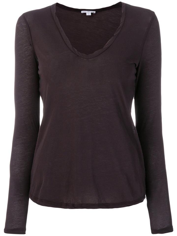 James Perse V-neck Jersey Shirt - Pink & Purple
