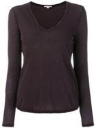 James Perse V-neck Jersey Shirt - Pink & Purple