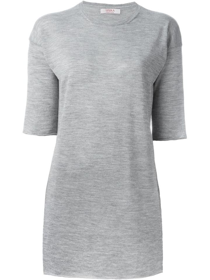 Liska Long Knit T-shirt, Women's, Size: Medium, Grey, Silk/cashmere/merino