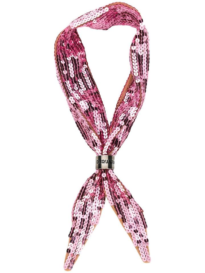 Dsquared2 Sequinned Scarf - Pink & Purple