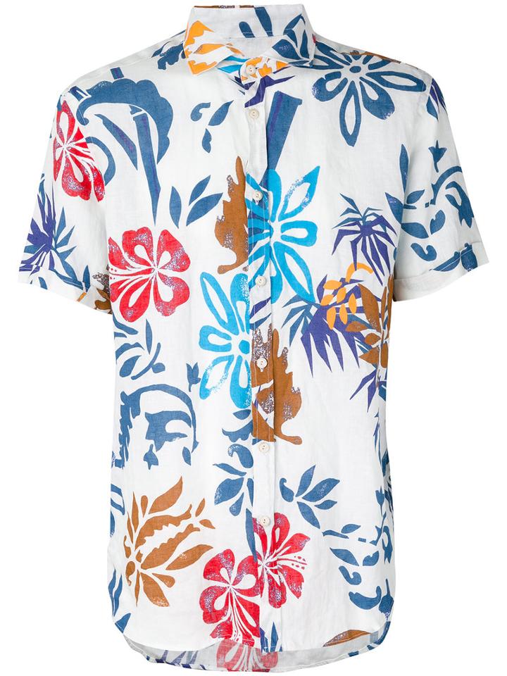 Drumohr - Flower Print Shirt - Men - Linen/flax - Xl, White, Linen/flax