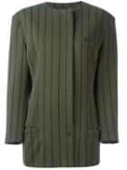 Versace Pre-owned Striped Single Button Jacket - Green