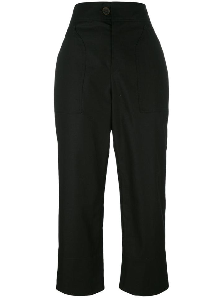 Isabel Marant Sola Cropped Trousers, Women's, Size: 36, Black, Cotton/linen/flax
