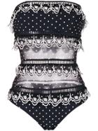 Zimmermann Dot Print Strapless Swimsuit - Black