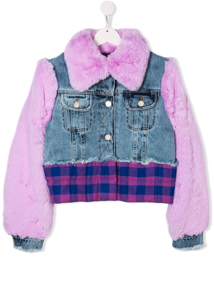 Natasha Zinko Kids Teen Panelled Denim Jacket - Blue