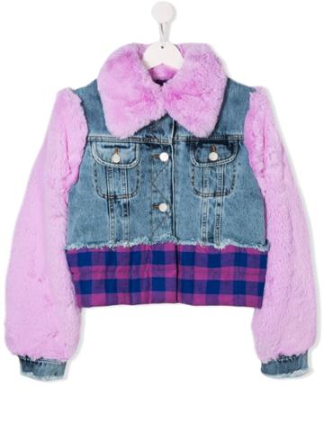 Natasha Zinko Kids Teen Panelled Denim Jacket - Blue