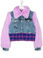 Natasha Zinko Kids Teen Panelled Denim Jacket - Blue