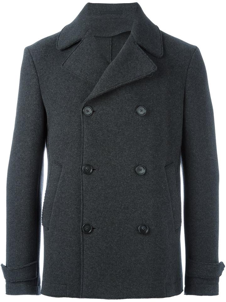 Z Zegna Double-breasted Short Coat, Men's, Size: 50, Grey, Polyamide/polyester/spandex/elastane/wool