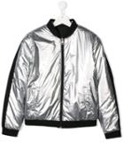 Karl Lagerfeld Kids Teen Sheen Effect Bomber Jacket - Black