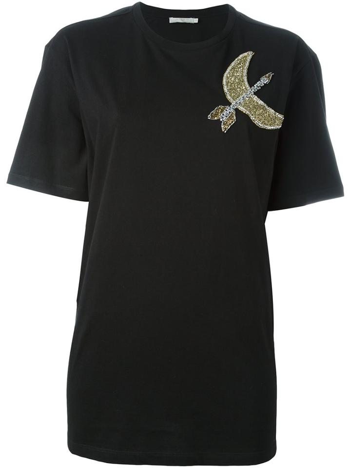 Amen Beaded Detail T-shirt, Women's, Size: 44, Black, Cotton/glass