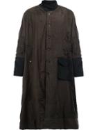 By Walid Floral Embroidery High-neck Coat, Men's, Size: Medium, Brown, Silk