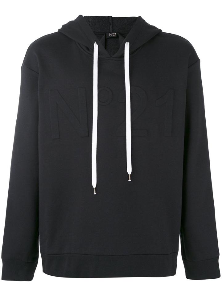 No21 - Logo Embossed Hoodie - Men - Cotton/polyamide - 52, Black, Cotton/polyamide