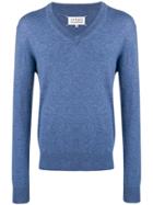 Maison Margiela V-neck Sweater - Blue