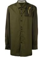 Damir Doma Embroidered Patch Shirt, Men's, Size: Small, Green, Cotton/cupro