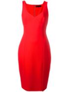 Versace Classic Fitted V-neck Dress, Women's, Size: 40, Red, Viscose/polyamide/spandex/elastane