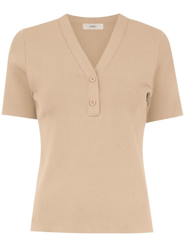 Egrey Knitted V-neck Top - Neutrals