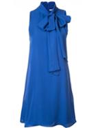 Alice+olivia Bow Neck Shift Dress, Women's, Size: Small, Blue, Polyester/spandex/elastane/silk