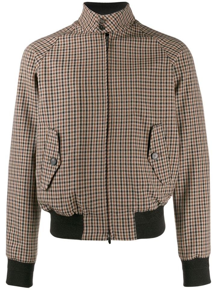 Tagliatore Checked Bomber Jacket - Neutrals