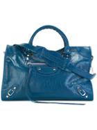 Balenciaga Medium Classic City Shoulder Bag, Women's, Blue, Lamb Skin