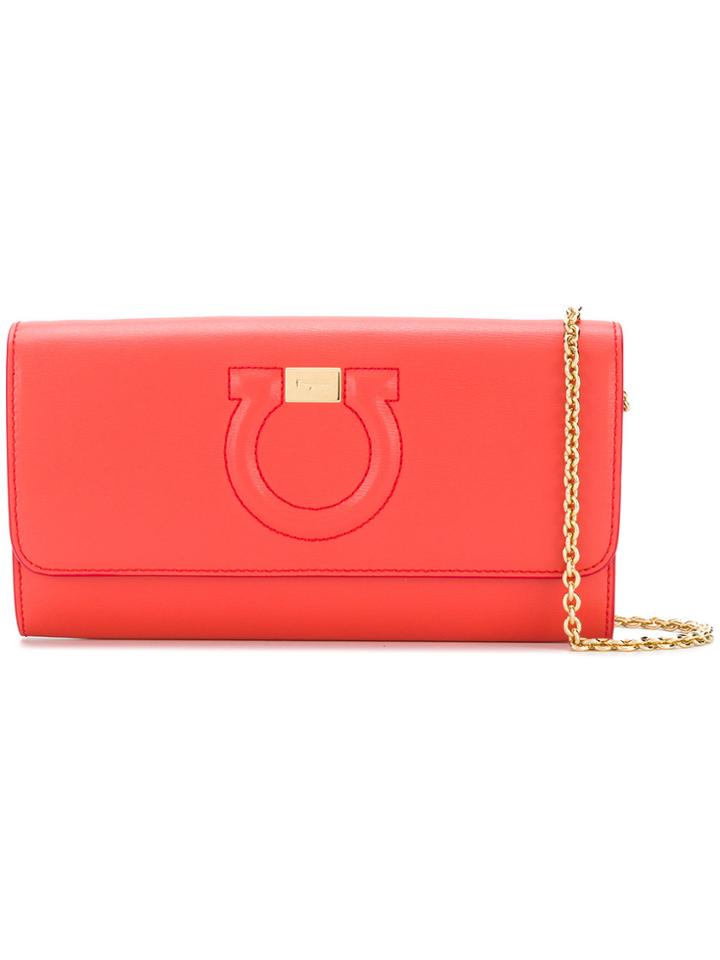 Salvatore Ferragamo Embossed Gancio Clutch Bag - Yellow & Orange